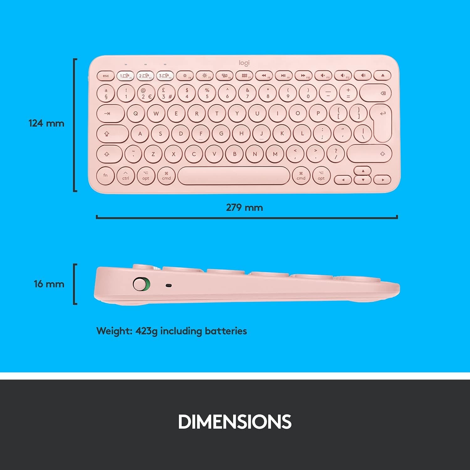 Buy Logitech,Logitech K380 Multi-Device Bluetooth Keyboard for Mac with Compact Slim Profile, Easy-Switch up to 3 Devices, Scissor Keys, 2 Year Battery, macOS/iOS/iPadOS, QWERTY UK English Layout - Rose - Gadcet | UK | London | Scotland | Wales| Near Me | Cheap | Pay In 3 | Keyboard & Mouse